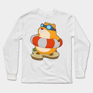 Hamster Swimming Lifebuoy Long Sleeve T-Shirt